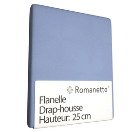 Drap-housse Romanette Bleu clair (Flanelle)-140 x 200 cm