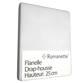 Drap-housse Romanette Blanc (Flanelle)-80 x 200 cm