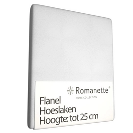 Hoeslaken Romanette Wit (Flanel)-80 x 200 cm