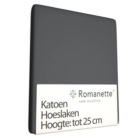 Katoenen Hoeslaken Romanette Antraciet-90 x 200 cm