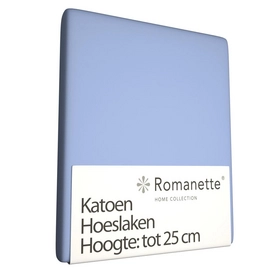 Katoenen Hoeslaken Romanette Lichtblauw-80 x 200 cm