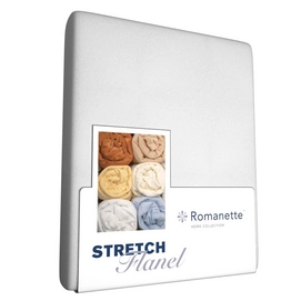 Flanellen Stretch Hoeslaken Romanette Wit-1-persoons (80/90 x 200/210/220 cm)