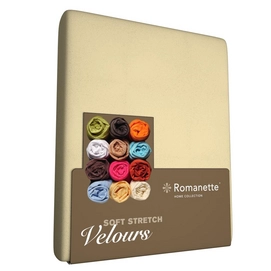 Spannbettlaken Romanette Gelb (Velours)-Lits-Jumeaux (160/180 x 200/210/220 cm)