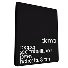 Topper Spannbettlaken Damai 8 cm Schwarz (Jersey)-90 x 200 cm