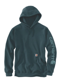Hoodie Carhartt Herren K288 Kapuzensweatshirt mit Ärmel-Logo Dark Harbour Teal Leather