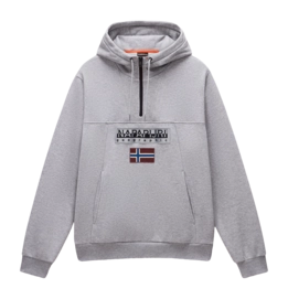 Hoodie Napapijri Men Burgee Half Zip Hoodie 2.0 Medium Grey Melange