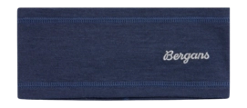 Hoofdband Bergans Kids Wool Junior Headband Navy Blue/Solid Grey Maat 52 Nauwsluitende pasvorm