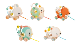 Houten Speelgoed Janod Pure Baby Looping Trekfiguurtjes Dieren