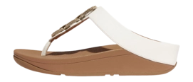 FitFlop Women Fino Crystal-Chain Leather Toe-Post Sandals Urban White