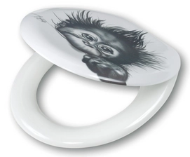 Toilet Seat Tiger Monkey White