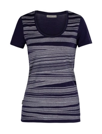 T-Shirt Icebreaker Tech Lite SS Scoop 1000 Lines Midnight Navy Damen