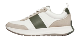Baskets FitFlop Men F-Mode Flow Sneaker Leather White/Safari Green