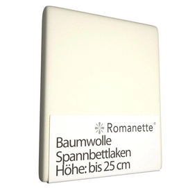 Spannbettlaken Romanette Elfenbein (Baumwolle)-70 x 200 cm
