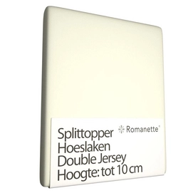 Split Topper Spannbettlaken Romanette Elfenbein (Double Jersey)-Lits-Jumeaux (160 x 200/210/220 cm)
