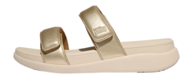 Tongs FitFlop Femme F-Mode Go Adjustable Flatform Two-Bar Slides Platino