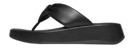 Slipper FitFlop F-Mode Knot Soft-Leather Flatform Toe-Post Sandals Damen All Black