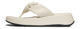 Slipper FitFlop F-Mode Knot Soft-Leather Flatform Toe-Post Sandals Damen Paris Beige