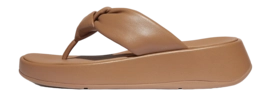 Slipper FitFlop F-Mode Knot Soft-Leather Flatform Toe-Post Sandals Damen Classic Tan
