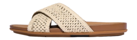 FitFlop Women Gracie Woven Cross Slides Deep Tan/Ivory