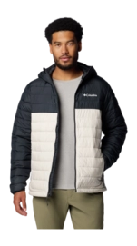 Jas Columbia Men Powder Lite II Hooded Jacket Dark Stone Black Regular fit