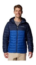 Jas Columbia Men Powder Lite II Hooded Jacket Mountain Blue Collegiate Navy Regular Fit