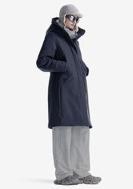 Jas Krakatau Women Gaia Technical Fabric Long Parka Qw534 Navy Blue