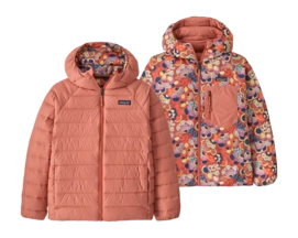 Jas Patagonia Kids Reversible Down Sweater Hoody River River: Potters Red