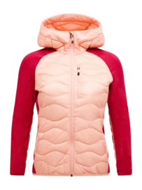 Jacke Peak Performance Helium Hybrid Down Hood Jacket Damen Peach Fuzz Tech Burgundy
