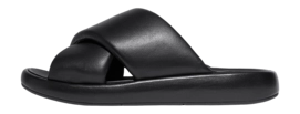Tongs FitFlop Women iQushion D-Luxe Padded Leather Cross Slides All Black