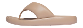 FitFlop Women iQushion D-Luxe Padded Leather Toe-Post Sandals Classic Beige