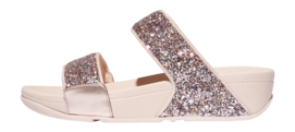 FitFlop Women Lulu Multi-Tonal Glitter Slides Nude Rose Mix