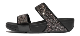 FitFlop Women Lulu Multi-Tonal Glitter Slides Black Multi 25