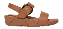 Sandalen FitFlop Lulu Resin-Buckle Leather Back-Strap Sandals Damen Deep Tan