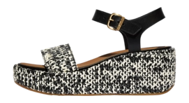 FitFlop Damen Platfforms Woven Wedge Ankle-Strap Sandals Black/Ivory Mix
