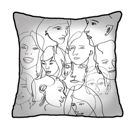 Sierkussen KAAT Amsterdam Faces Black (50 x 50 cm)