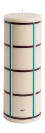 Kaars HAY Column Candle Large Off-White, Green Bordeaux And Silver