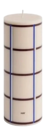 Kaars HAY Column Candle Medium Off-White, Bordeaux, Blue And Silver