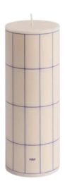 Kaars HAY Column Candle Medium Off-White With Blue Grid Check