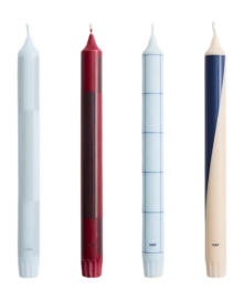 HAY Pattern Kaarsen - Set van 4 - Blauw / Bordeaux