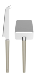Set 2 Utensili Formaggio in Acciaio Inox Rosti Emma, Affetta Taglia Spalma, Beige Humus