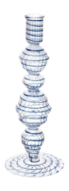 Kandelaar Pip Studio Glass Swirl Medium Dark Blue 22 cm