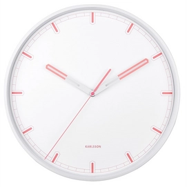 Clock Karlsson Dipped Iron White With Coral Pink