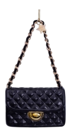 Kerstbal Vondels Ornament Glass Black Fashion Bag 5,5 cm
