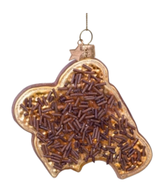 Kerstbal Vondels Ornament Glass Boterham Met Hagelslag 9 cm