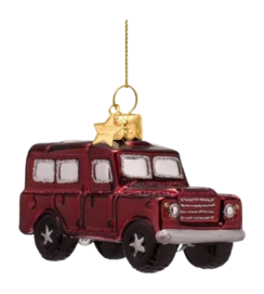 Kerstbal Vondels Ornament Glass Burgundy Suv Car 6 cm