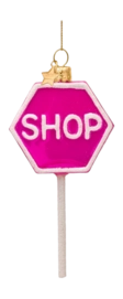 Kerstbal Vondels Ornament Glass Fuchsia Shop Sign 11 cm