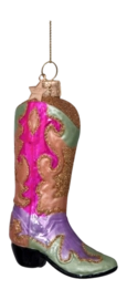 Kerstbal Vondels Ornament Glass Multicolor Cowboy Boot 11,5 cm
