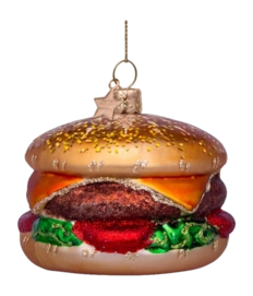 Kerstbal Vondels Ornament Glass Multicolor Hamburger 6 cm