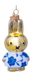 Kerstbal Vondels Ornament Glass Nijntje/Miffy Delft Blue Dress 11 cm