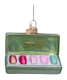 Kerstbal Vondels Ornament Glass Sage Box Of Macarons 5 cm